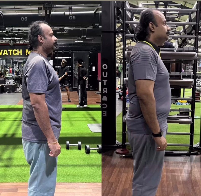 Rahul Menon, before and after their WeFit transformation